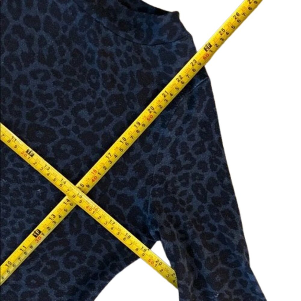 Marks & Spencer Navy Leopard Print 3/4 Sleeve Top Cheetah Cougar slits women's S - Picture 13 of 15